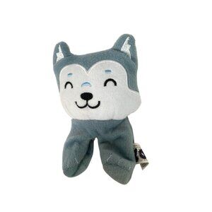 Fun Express Wolf Husky Dog Plush Stuffed Toy Finger Puppet Gray